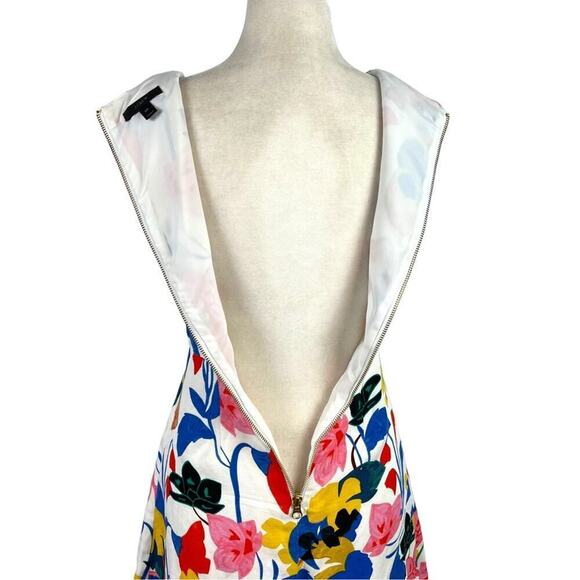 J.Crew A-line Dress Morning Flower Floral White Linen Summer Midi Dress Size 00 - Picture 7 of 14